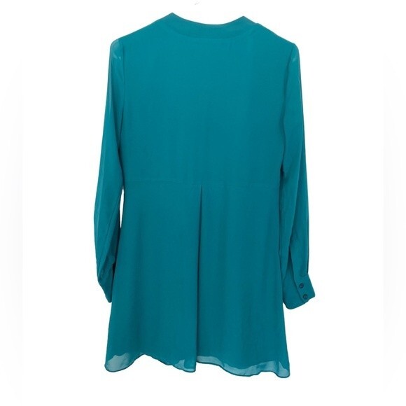 BCBGENERATION | Viridian Long Sleeve Ruffle Green Midi Dress XS - Picture 6 of 10